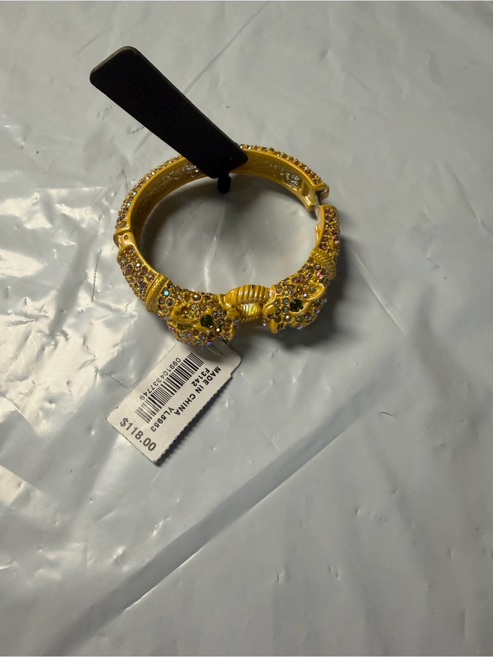 J. Crew Gold-tone Leopard Head Crystal Hinged Bracelet